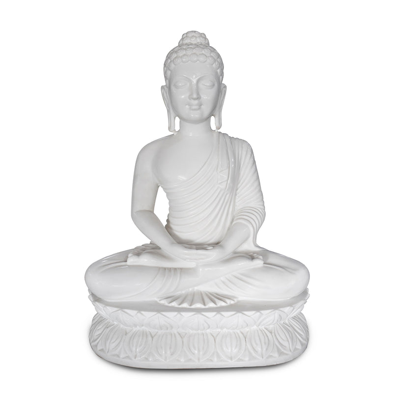 Buddha, 24 Inch, White Marble Statue - Handicraft Bazaar