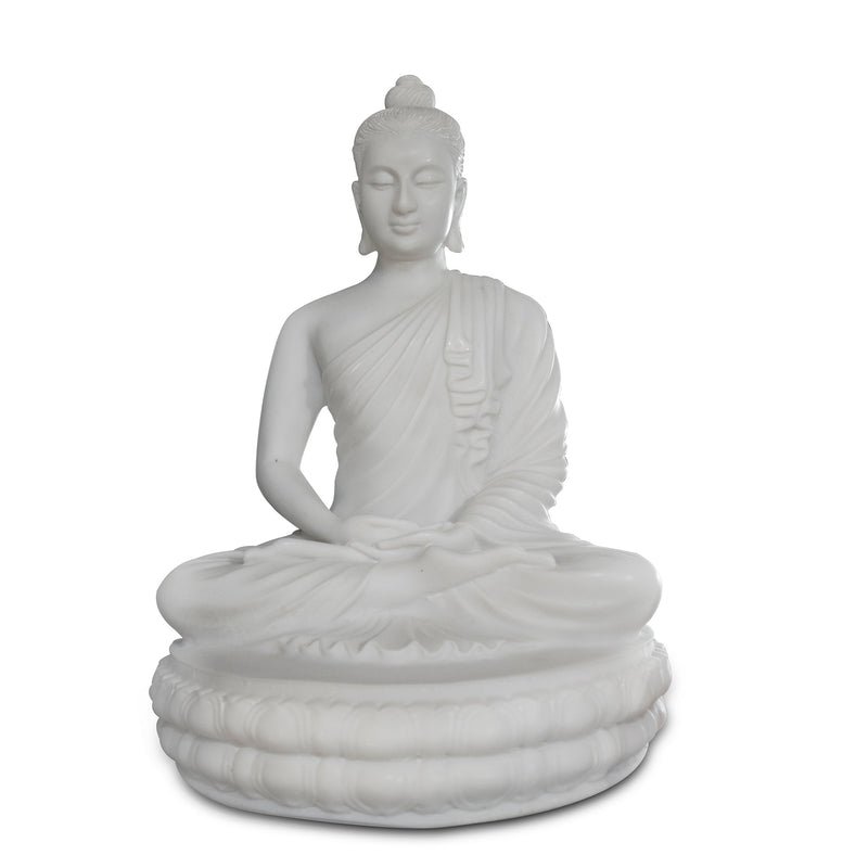 Buddha, 21 Inch, White Marble Statue - Handicraft Bazaar