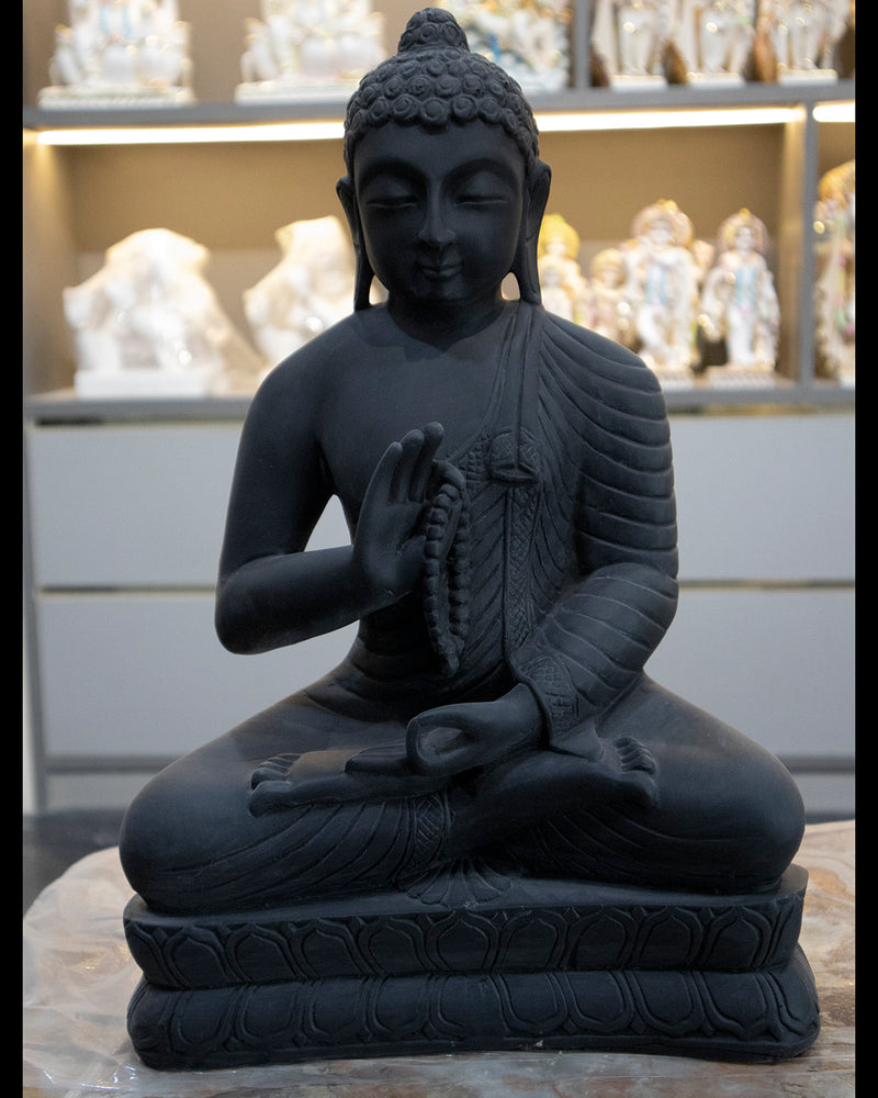 Buddha, 18 Inch, Black Marble Statue - Handicraft Bazaar