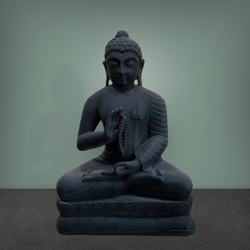 Buddha, 18 Inch, Black Marble Statue - Handicraft Bazaar