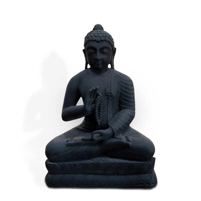 Buddha, 18 Inch, Black Marble Statue - Handicraft Bazaar