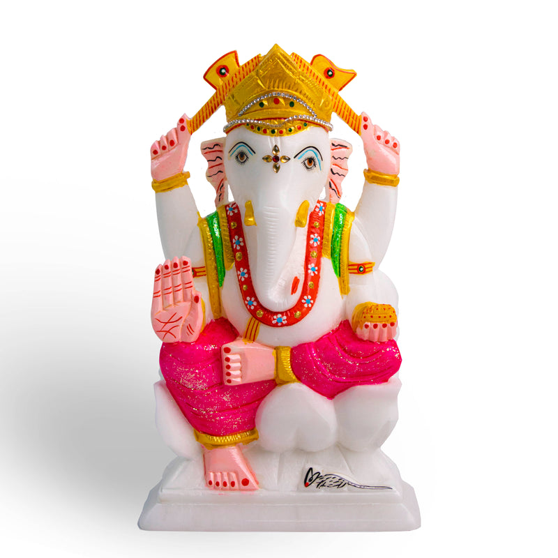 Lord Ganesh, White Marble Statue - Handicraft Bazaar