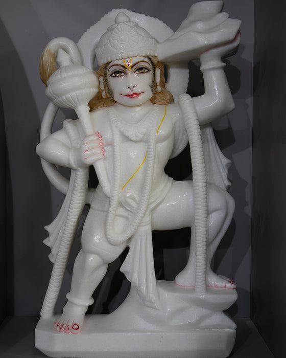 Lord Hanuman, 23 Inch, White Marble Statue - Handicraft Bazaar