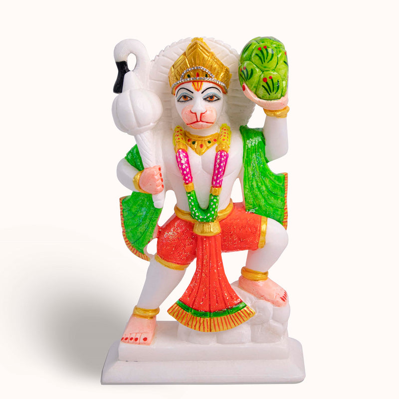 Lord Hanuman, White Marble Statue - Handicraft Bazaar