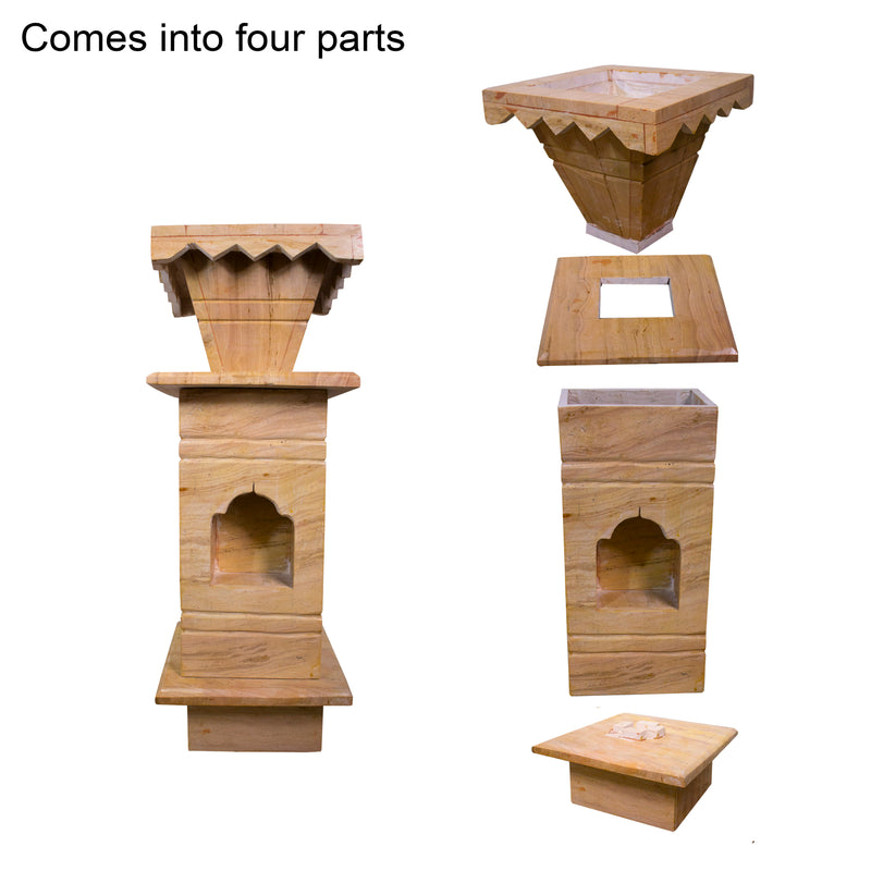 Marble Tulsi Pot, Brown - Handicraft Bazaar