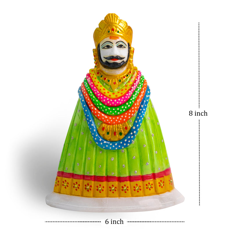 Lord Khatu Shyam, White Marble Statue - Handicraft Bazaar