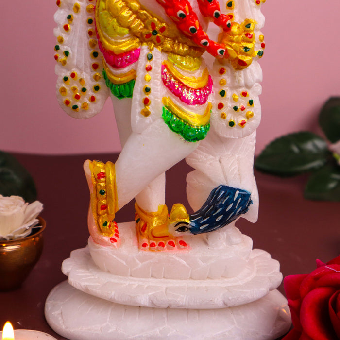 Lord Krishna, White Marble Statue - Handicraft Bazaar