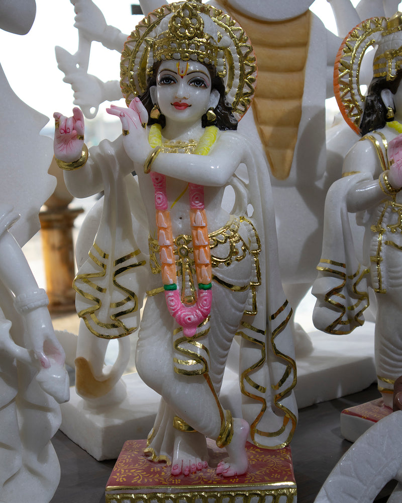 Radha Krishna, 21 Inch, White Marble Statue - Handicraft Bazaar