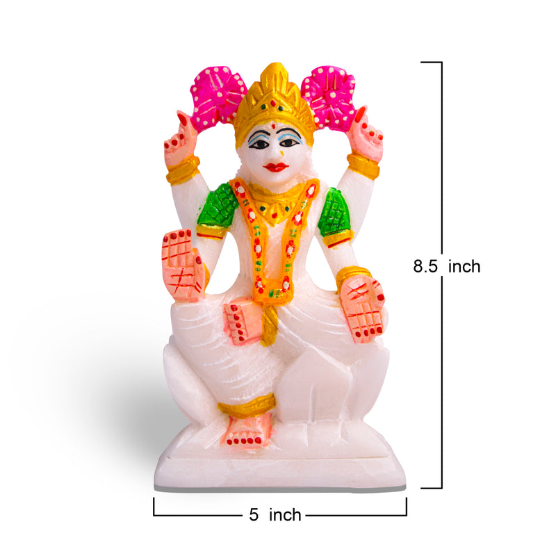 Goddess Maa Laxmi, White Marble Statue - Handicraft Bazaar