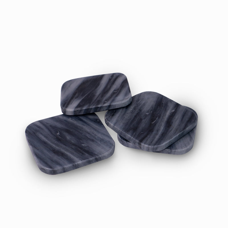 Marble Coaster Set Aqua Black - Handicraft Bazaar