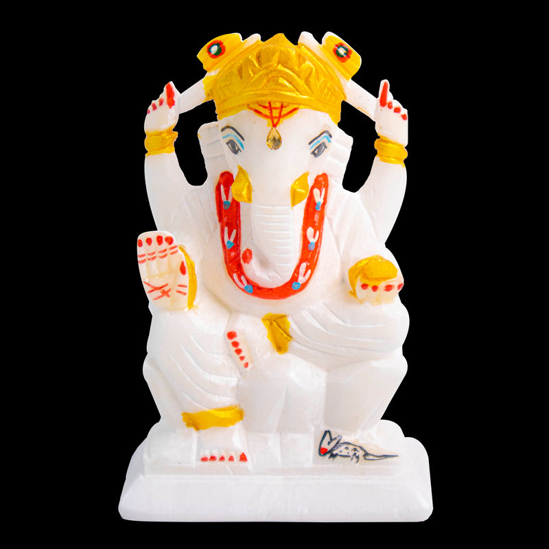 Lord Ganesh, White Marble Statue - Handicraft Bazaar