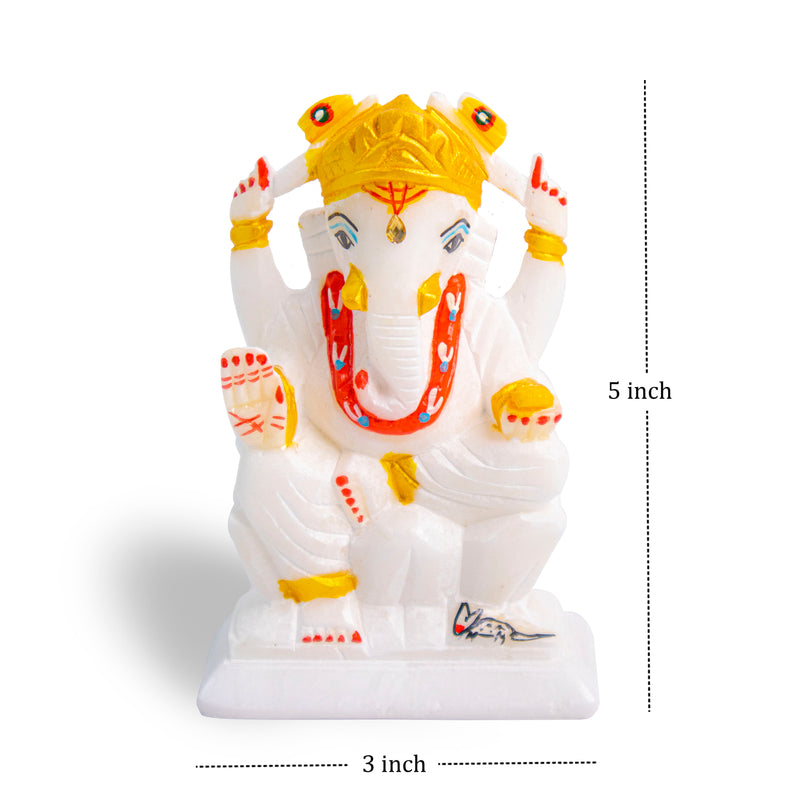 Lord Ganesh, White Marble Statue - Handicraft Bazaar