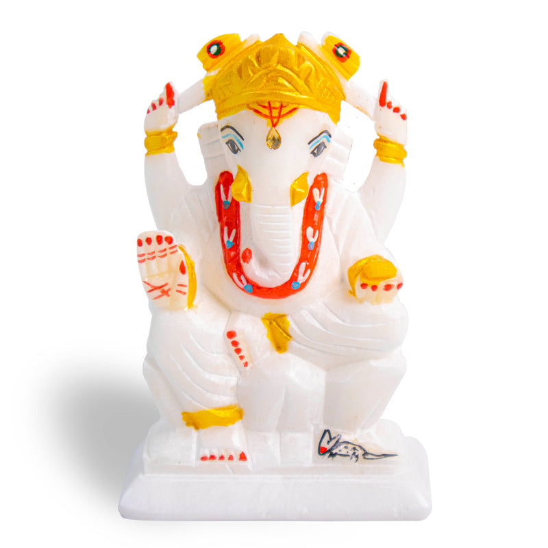 Lord Ganesh, White Marble Statue - Handicraft Bazaar