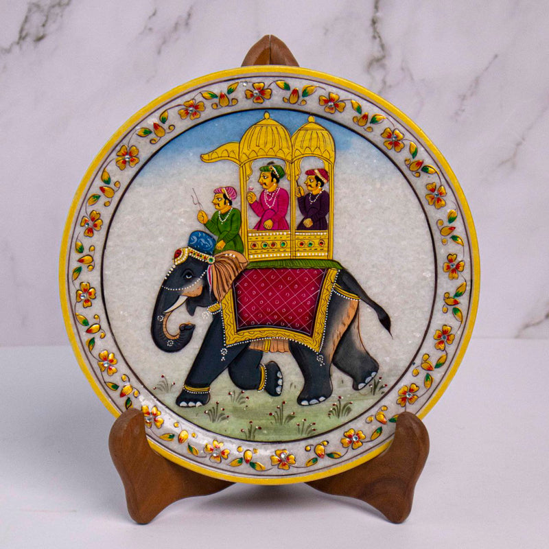 marble elephant  decorative plate