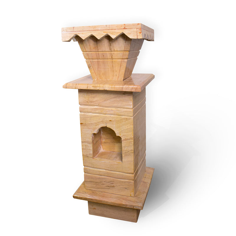 Marble Tulsi Pot, Brown - Handicraft Bazaar