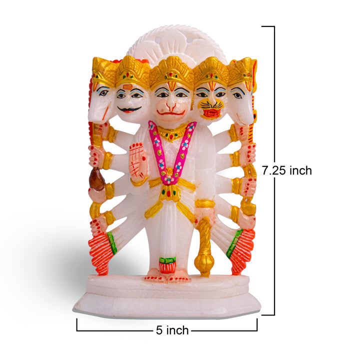 Panchmukhi Hanuman, White Marble Statue - Hadnicraft Bazaar