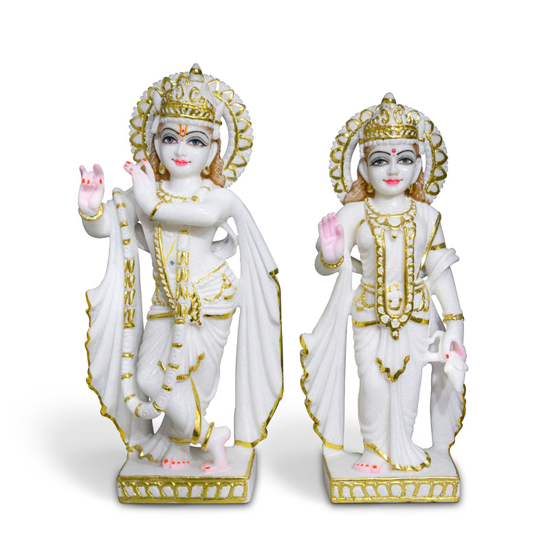 Radha Krishna, 18 Inch, White Marble Statue - Handicraft Bazaar