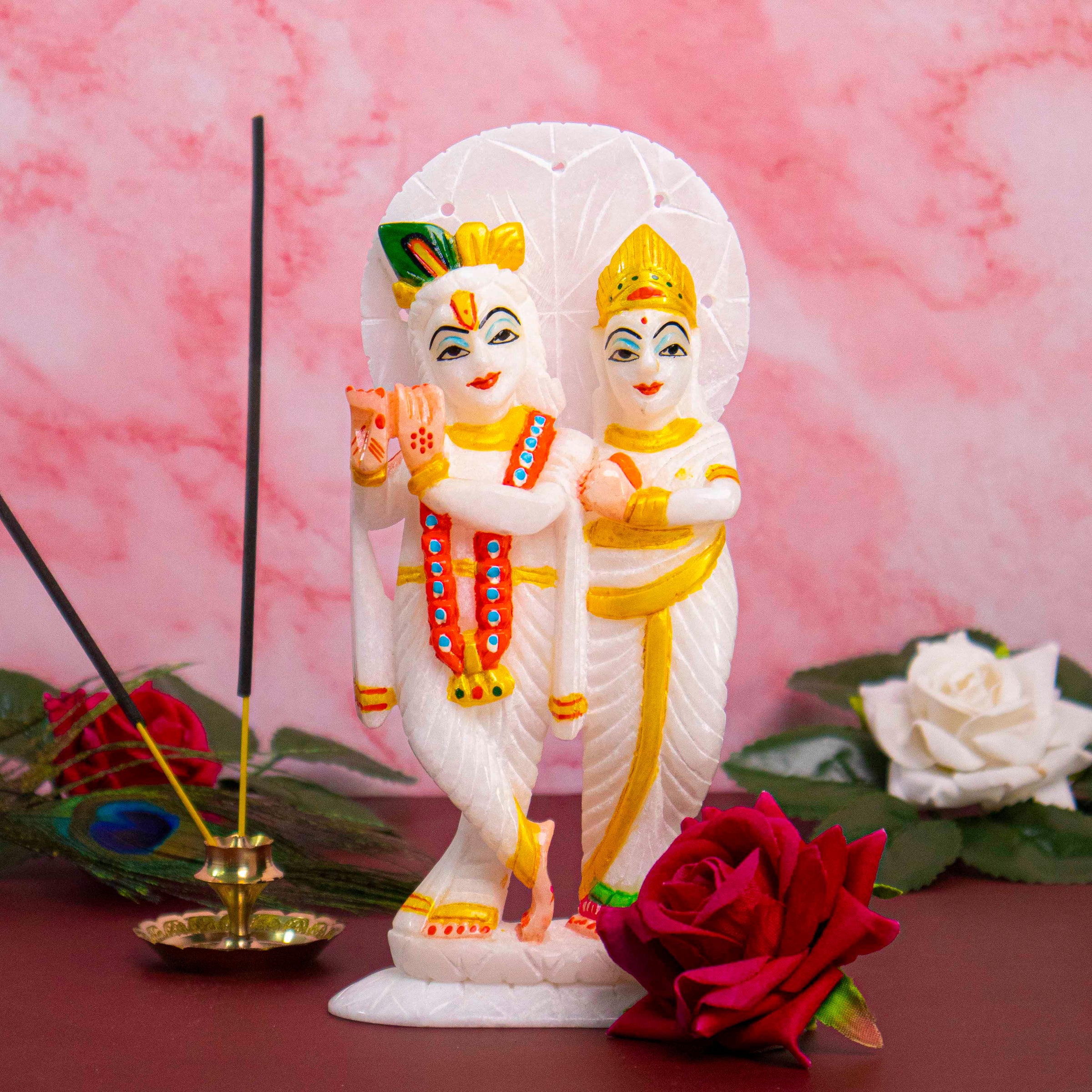 Radha Kirshna Jugal Jodi, 6 Inches, White Marble Statue - Handicraft B ...
