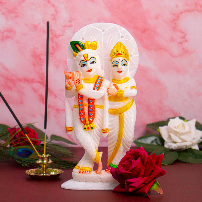 Radha Kirshna Jugal Jodi, 6 Inches, White Marble Statue - Handicraft Bazaar