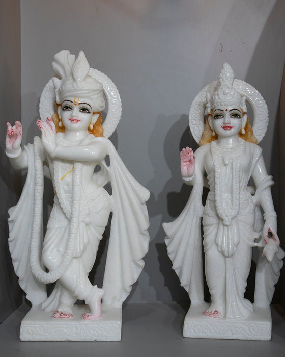 Radha Krishna, 18 Inch, White Marble Statue - Handicraft Bazaar