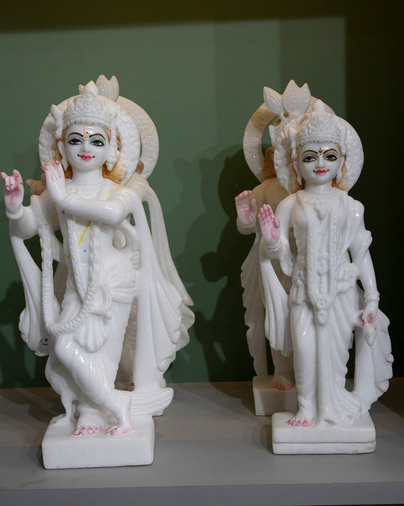 Radha Krishna, 15 Inch, White Marble Statue - Handicraft Bazaar