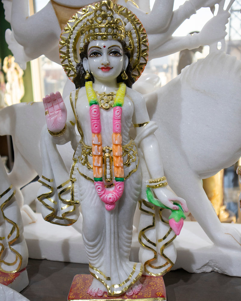 Radha Krishna, 21 Inch, White Marble Statue - Handicraft Bazaar