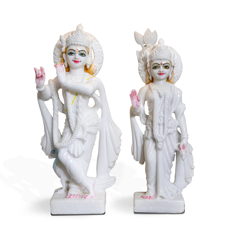 Radha Krishna, 15 Inch, White Marble Statue - Handicraft Bazaar