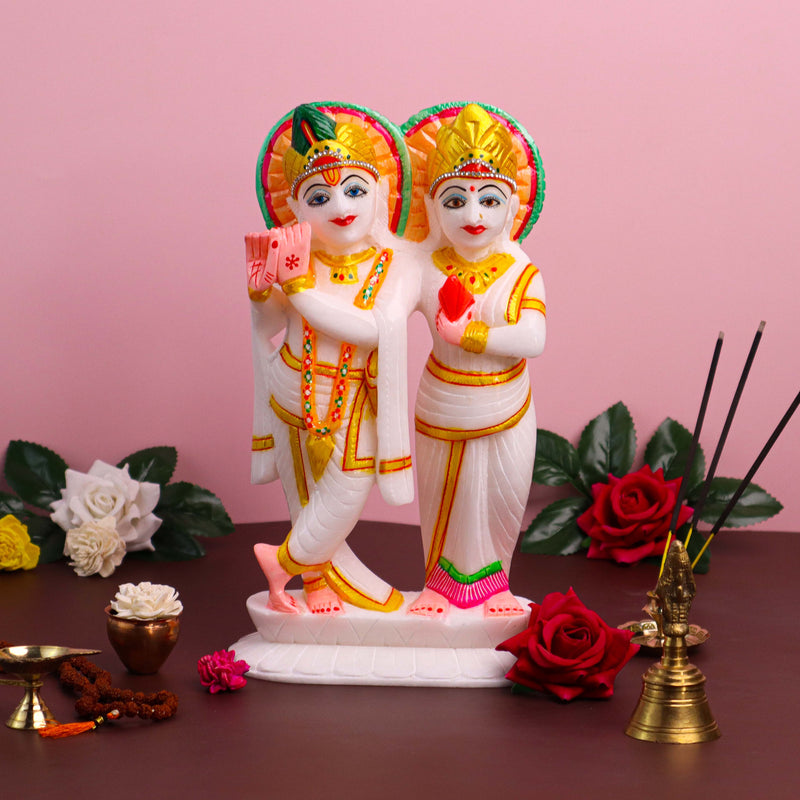 Radha Krishna White Marble Statue, Handicraft Bazaar
