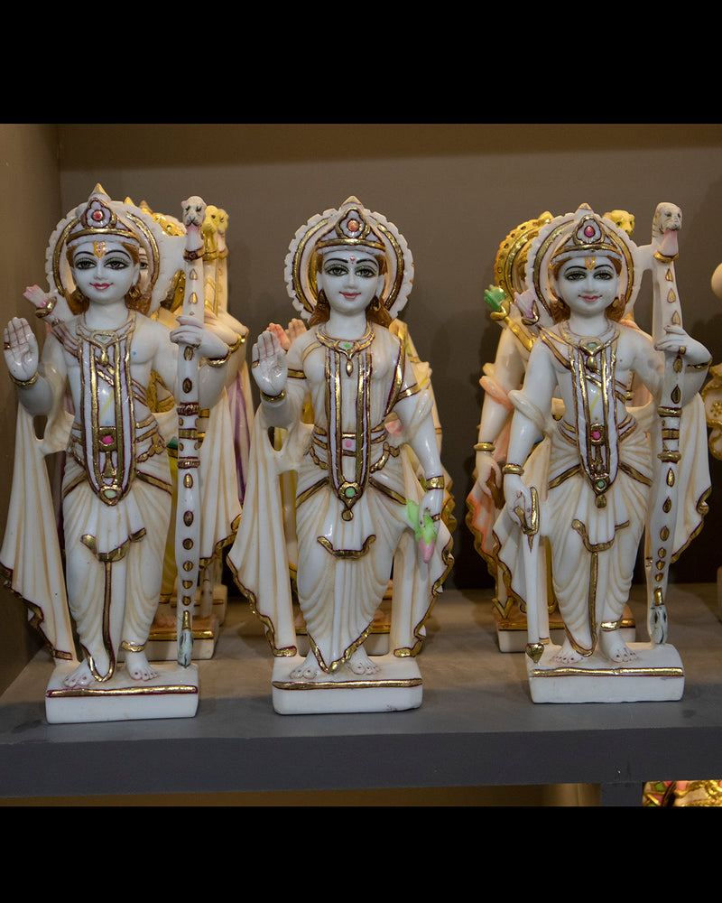 Ram Darbar, 12 Inch, White Marble Statue - Handicraft Bazaar