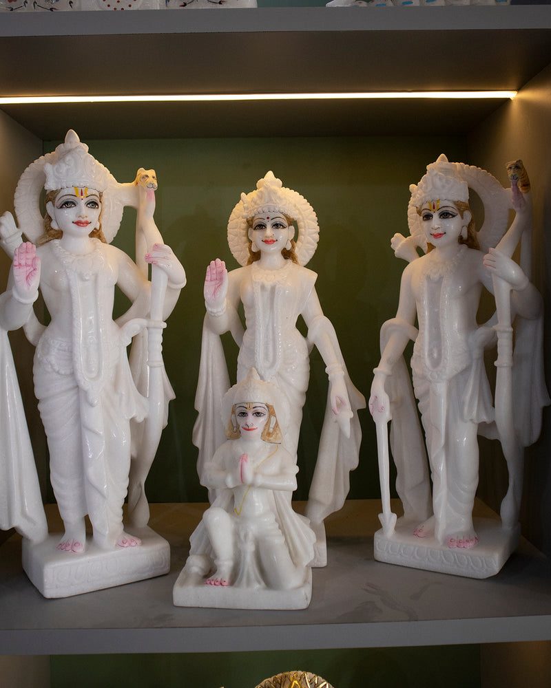 Ram Darbar, 16 Inch, White Marble Statue - Handicraft Bazaar