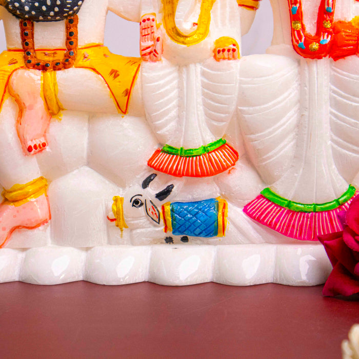 Shiv Parivar, White Marble Statue - Handicraft Bazaar