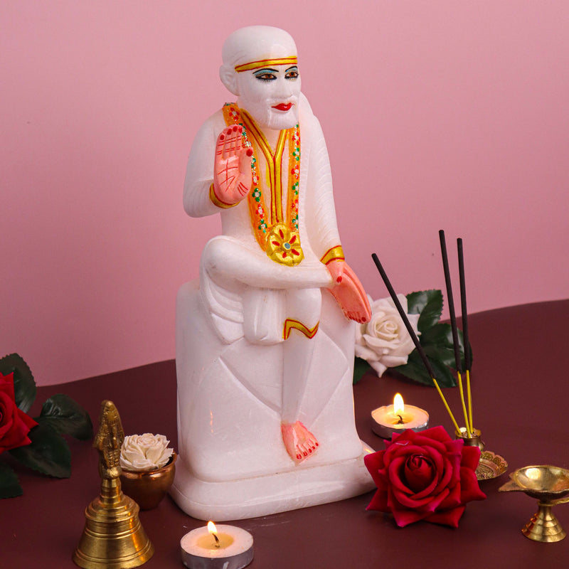Sai Baba, White Marble Statue - Handicraft Bazaar