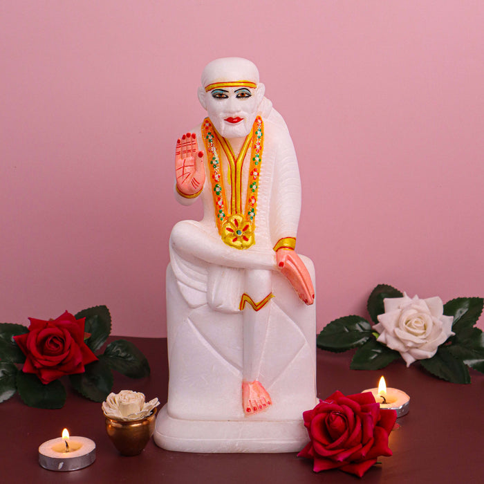 Sai Baba, White Marble Statue - Handicraft Bazaar