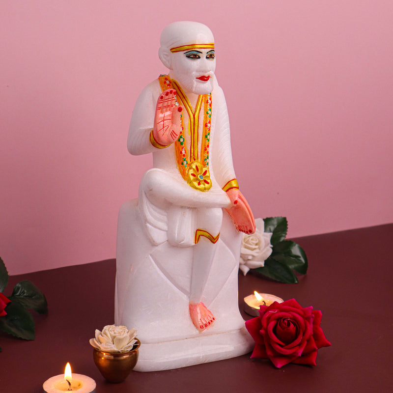 Sai Baba, White Marble Statue - Handicraft Bazaar