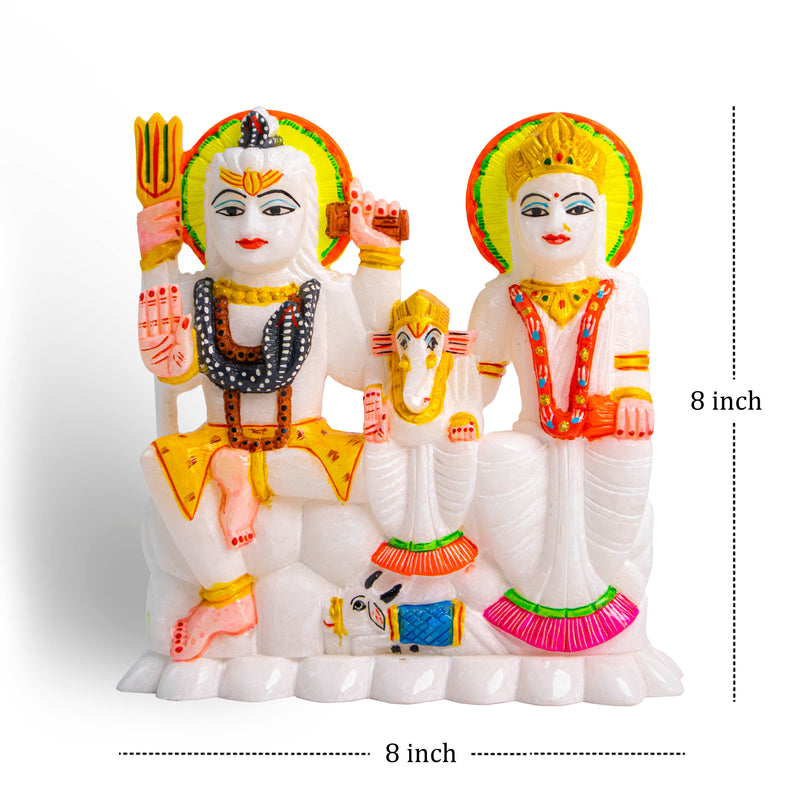 Shiv Parivar, White Marble Statue - Handicraft Bazaar