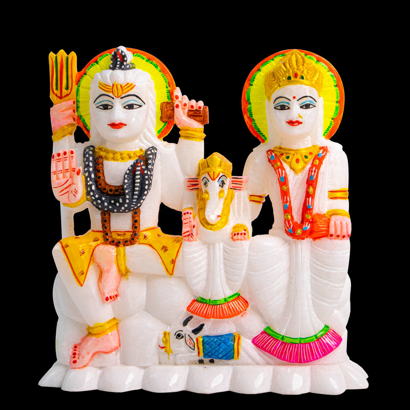 Shiv Parivar, White Marble Statue - Handicraft Bazaar