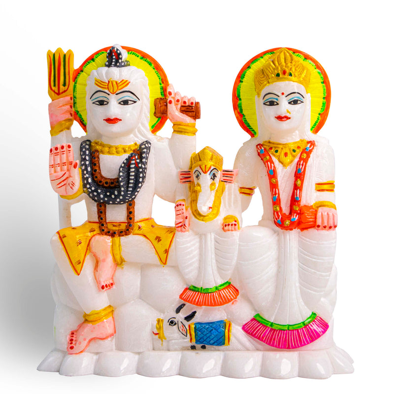 Shiv Parivar, White Marble Statue - Handicraft Bazaar