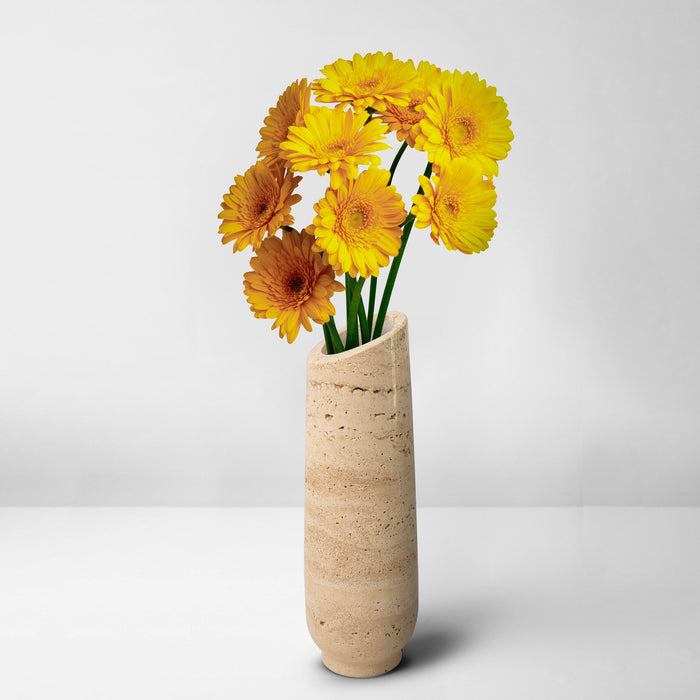 Marble Flower Vase, Travertine - Handicraft Bazaar