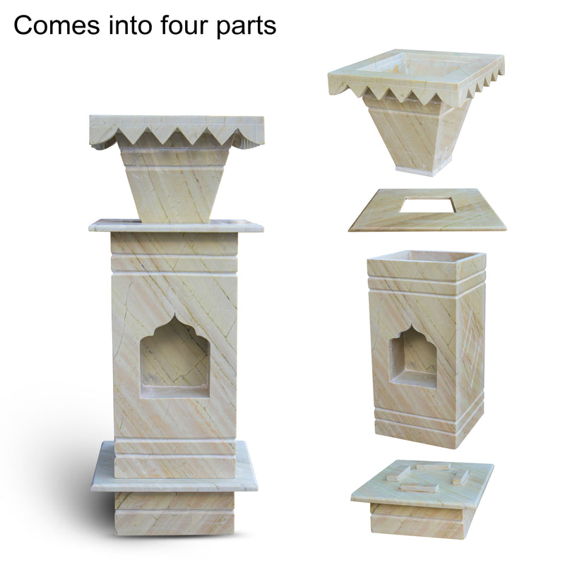 Marble Tulsi Pot, Green Katni Marble - Handicraft Bazaar