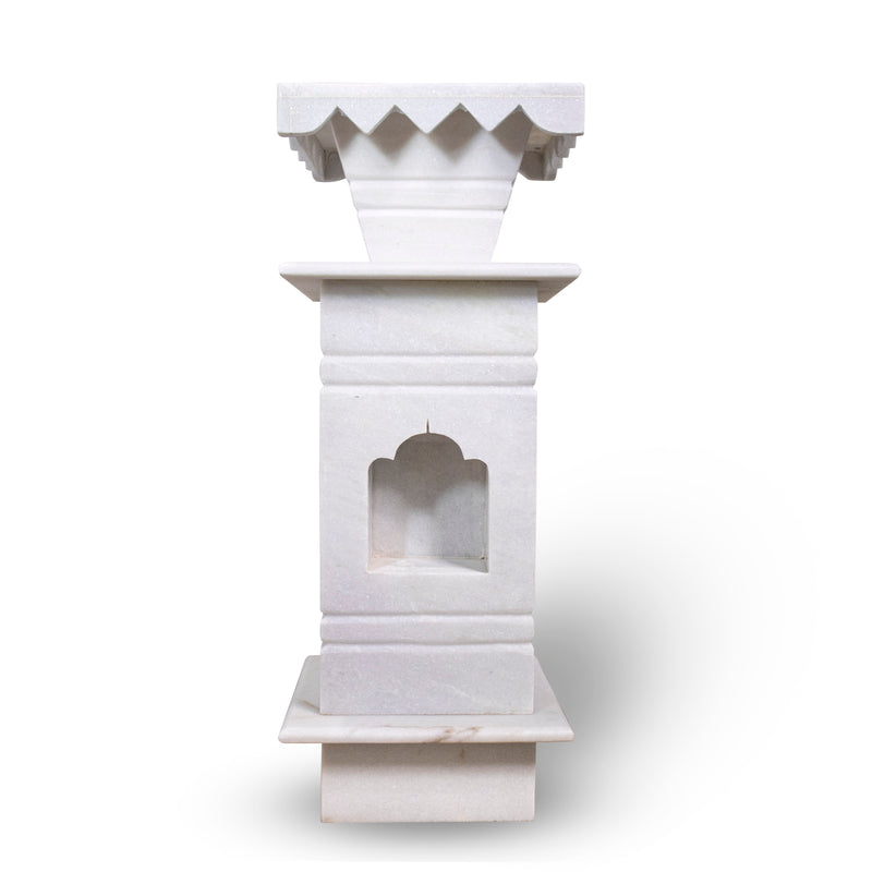 Marble Tulsi Pot, White Marble - Handicraft Bazaar