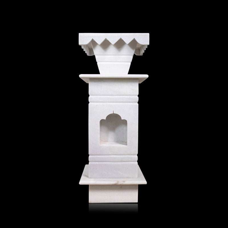Marble Tulsi Pot, White Marble - Handicraft Bazaar