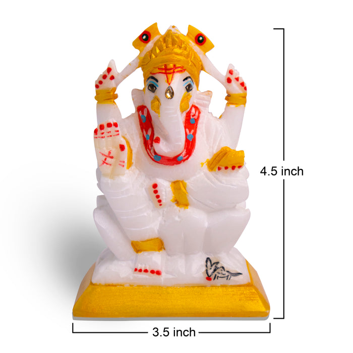 Lord Ganesh, Vaastu Ganesh, White Marble Statue - Handicraft Bazaar