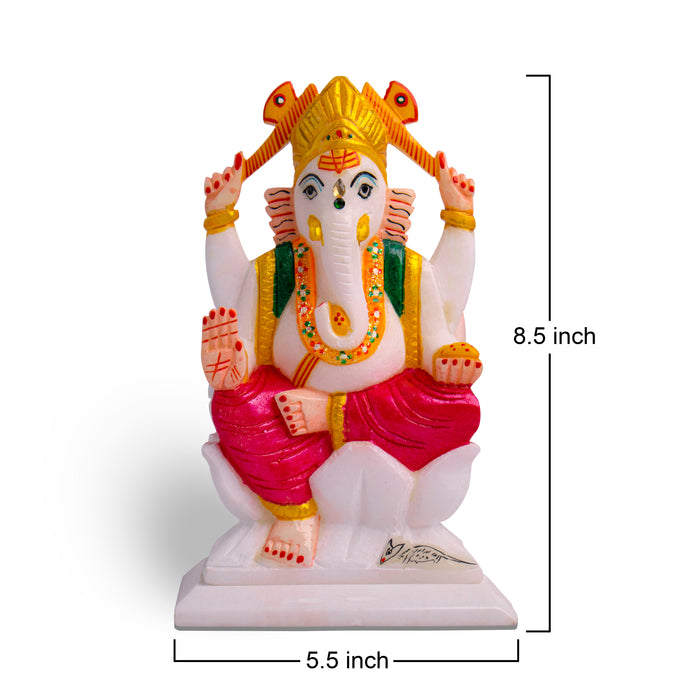 Lord Ganesh, Vaastu Ganesh, White Marble Statue - Handicraft Bazaar