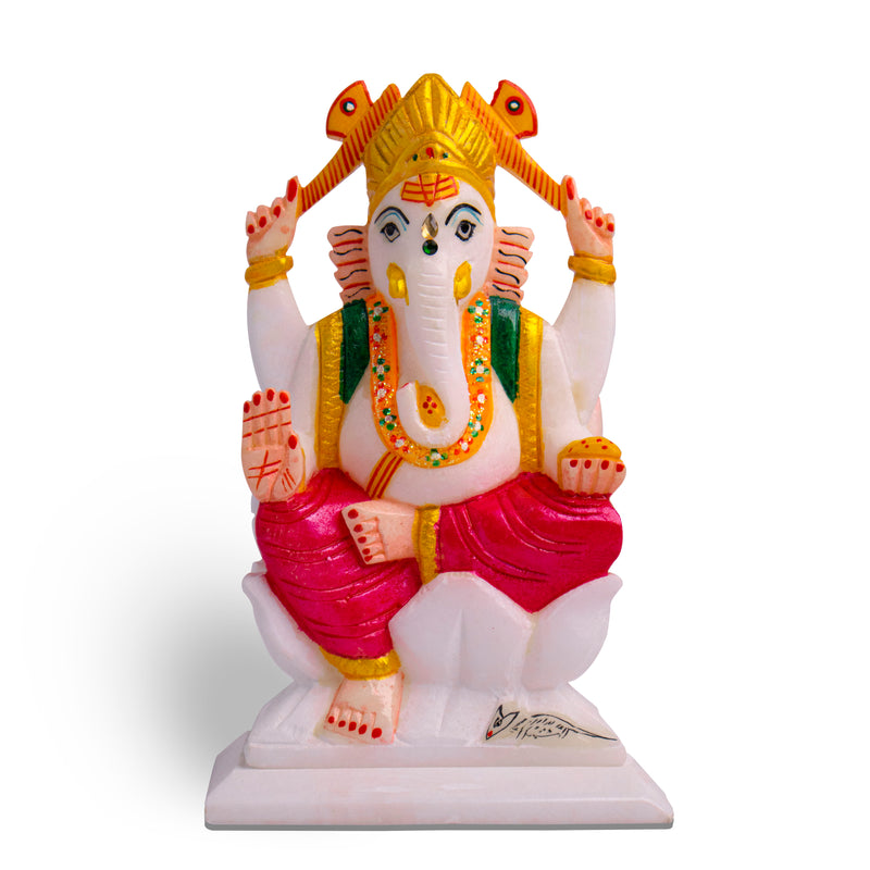 Lord Ganesh, Vaastu Ganesh, White Marble Statue - Handicraft Bazaar