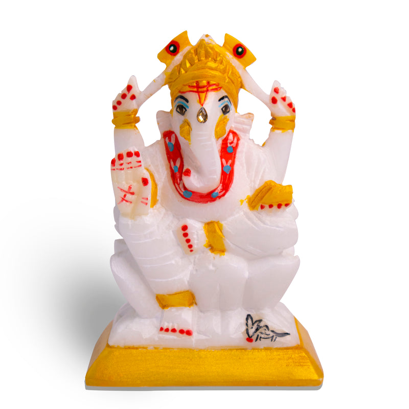 Lord Ganesh, Vaastu Ganesh, White Marble Statue - Handicraft Bazaar