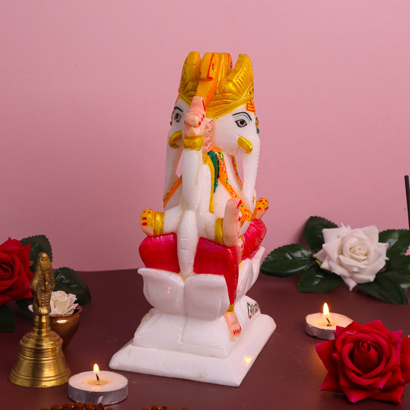Lord Ganesh, Vaastu Ganesh, White Marble Statue - Handicraft Bazaar