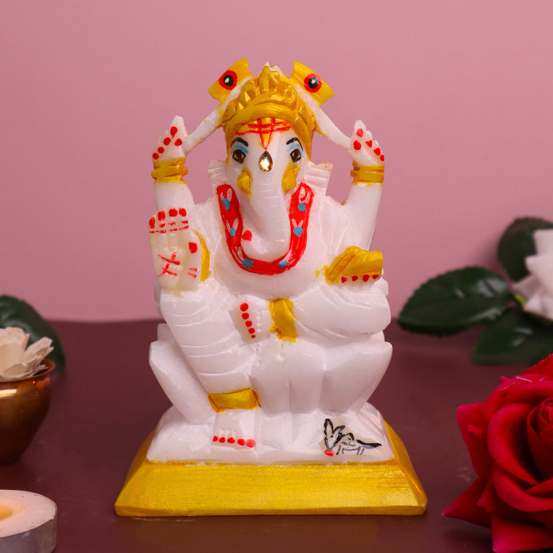 Lord Ganesh, Vaastu Ganesh, White Marble Statue - Handicraft Bazaar