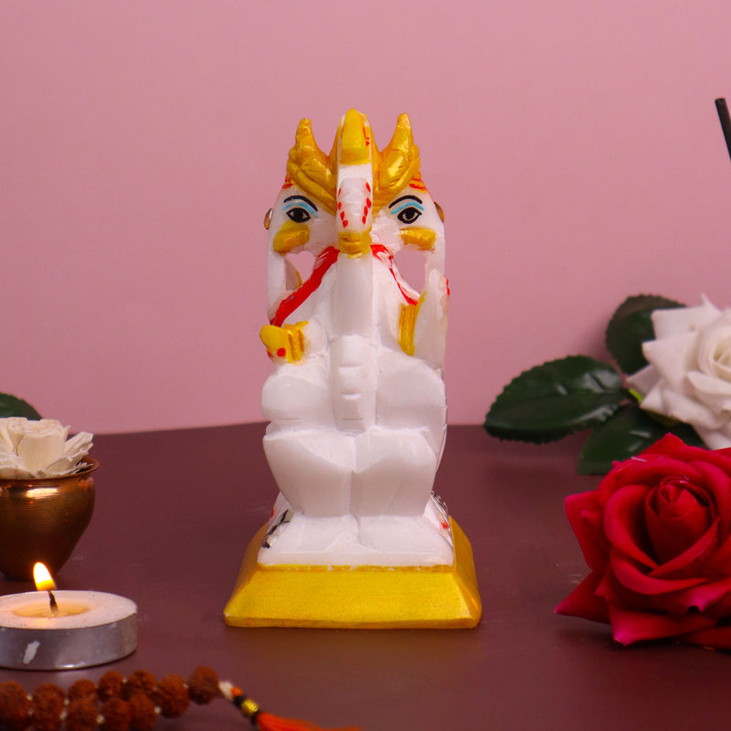 Lord Ganesh, Vaastu Ganesh, White Marble Statue - Handicraft Bazaar