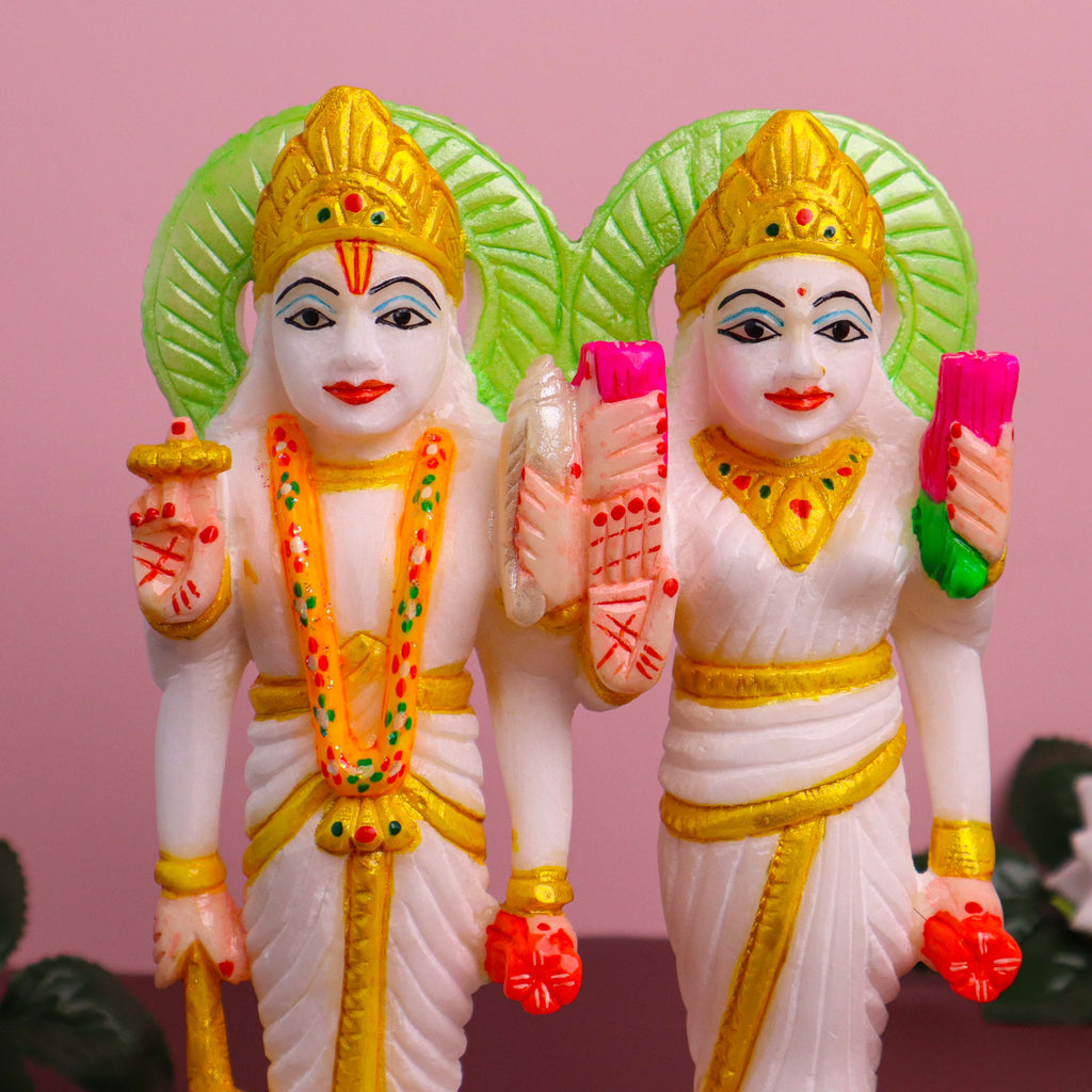Vishnu And Laxmi White Marble Statue Shop now — Handicraft Bazaar