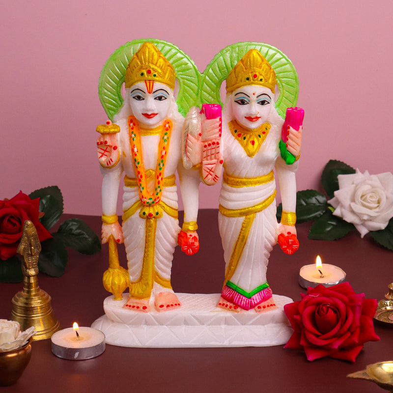 Vishnu and Laxmi, White Marble Statue - Handicraft Bazaar